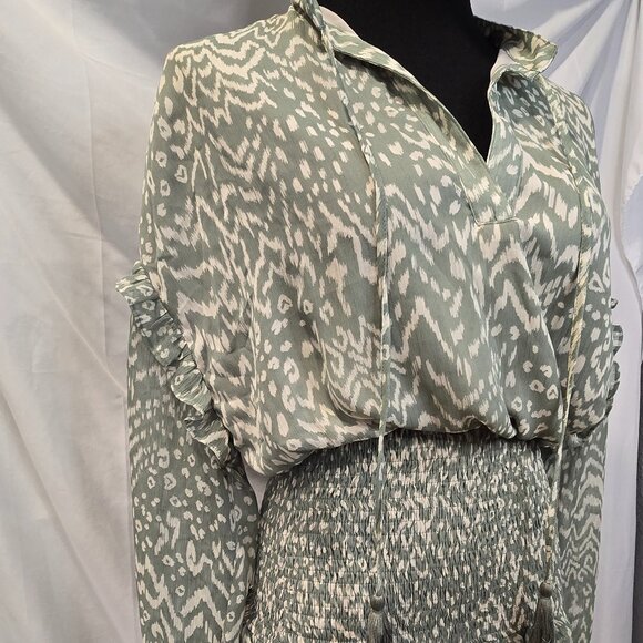 NWT Dress Forum Dress Green Size Small Ruffles Smacked - Picture 7 of 11